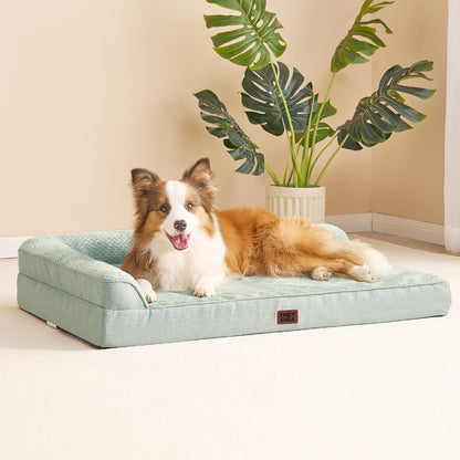 Orthopedic Dog Bed Medium Size, Memory Foam Dog Bed, Grey | Small Dog Sofa with Washable Removable Cover, Waterproof Pet Couch for Crate with Nonskid Bottom, 30x20x6
