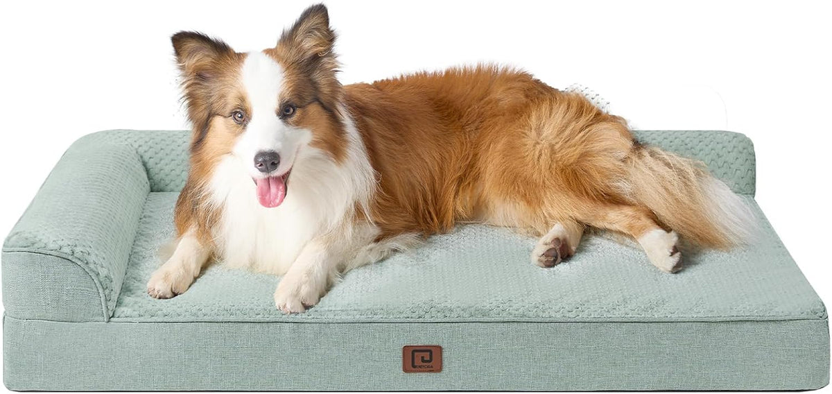Orthopedic Dog Bed Medium Size, Memory Foam Dog Bed, Grey | Small Dog Sofa with Washable Removable Cover, Waterproof Pet Couch for Crate with Nonskid Bottom, 30x20x6