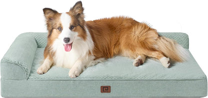 Orthopedic Dog Bed Medium Size, Memory Foam Dog Bed, Grey | Small Dog Sofa with Washable Removable Cover, Waterproof Pet Couch for Crate with Nonskid Bottom, 30x20x6