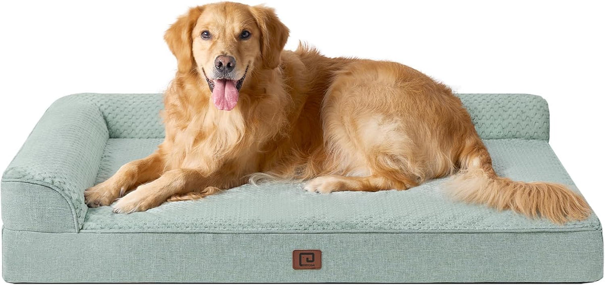 Orthopedic Dog Bed Medium Size, Memory Foam Dog Bed, Grey | Small Dog Sofa with Washable Removable Cover, Waterproof Pet Couch for Crate with Nonskid Bottom, 30x20x6