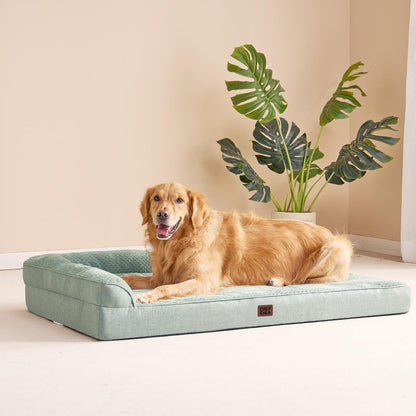 Orthopedic Dog Bed Medium Size, Memory Foam Dog Bed, Grey | Small Dog Sofa with Washable Removable Cover, Waterproof Pet Couch for Crate with Nonskid Bottom, 30x20x6