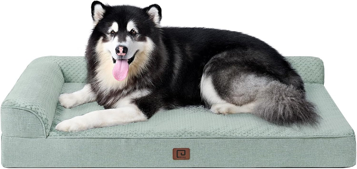 Orthopedic Dog Bed Medium Size, Memory Foam Dog Bed, Grey | Small Dog Sofa with Washable Removable Cover, Waterproof Pet Couch for Crate with Nonskid Bottom, 30x20x6