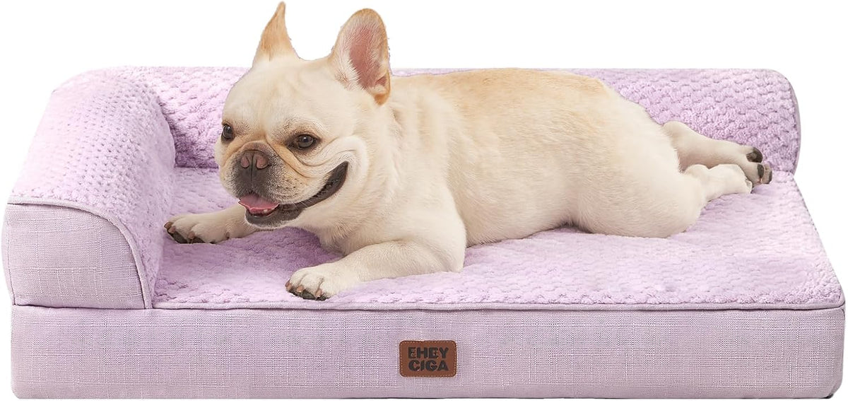 Orthopedic Dog Bed Medium Size, Memory Foam Dog Bed, Grey | Small Dog Sofa with Washable Removable Cover, Waterproof Pet Couch for Crate with Nonskid Bottom, 30x20x6