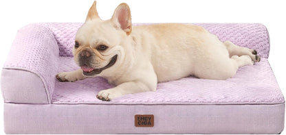 Orthopedic Dog Bed Medium Size, Memory Foam Dog Bed, Grey | Small Dog Sofa with Washable Removable Cover, Waterproof Pet Couch for Crate with Nonskid Bottom, 30x20x6