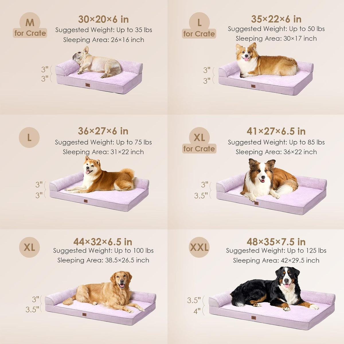 Orthopedic Dog Bed Medium Size, Memory Foam Dog Bed, Grey | Small Dog Sofa with Washable Removable Cover, Waterproof Pet Couch for Crate with Nonskid Bottom, 30x20x6