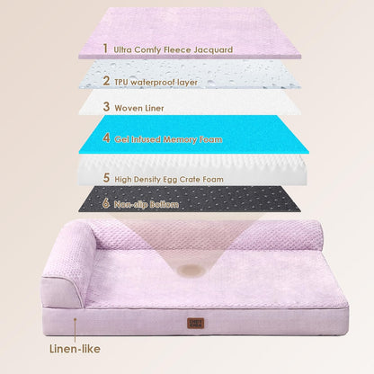 Orthopedic Dog Bed Medium Size, Memory Foam Dog Bed, Grey | Small Dog Sofa with Washable Removable Cover, Waterproof Pet Couch for Crate with Nonskid Bottom, 30x20x6