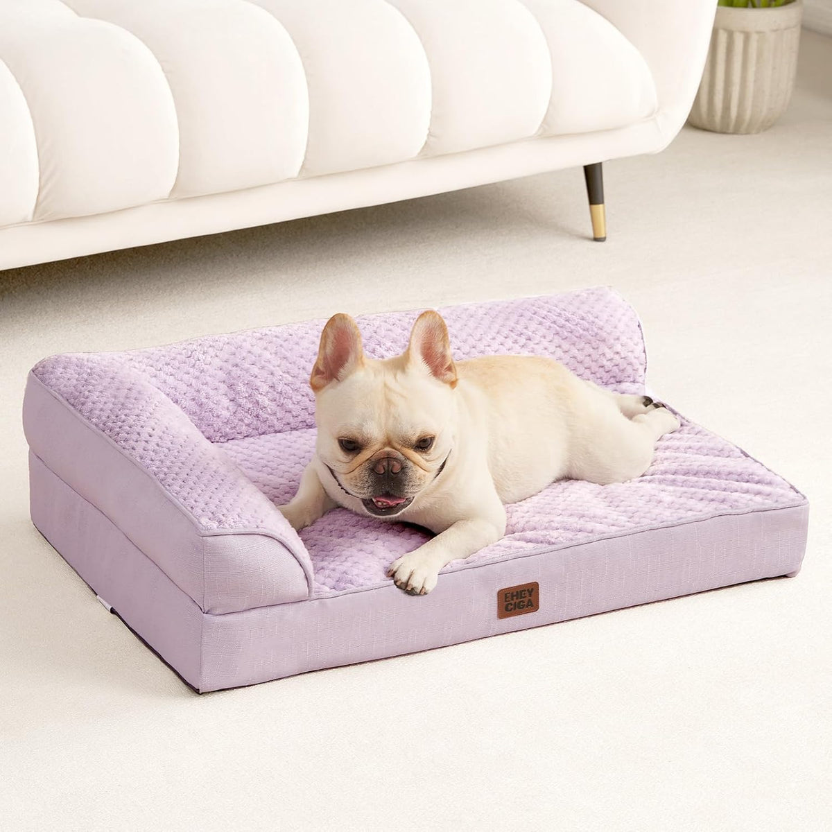Orthopedic Dog Bed Medium Size, Memory Foam Dog Bed, Grey | Small Dog Sofa with Washable Removable Cover, Waterproof Pet Couch for Crate with Nonskid Bottom, 30x20x6
