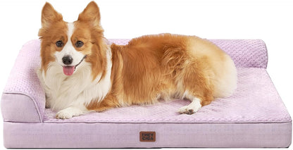 Orthopedic Dog Bed Medium Size, Memory Foam Dog Bed, Grey | Small Dog Sofa with Washable Removable Cover, Waterproof Pet Couch for Crate with Nonskid Bottom, 30x20x6