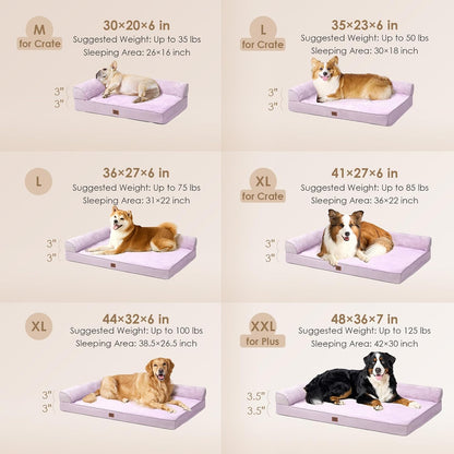 Orthopedic Dog Bed Medium Size, Memory Foam Dog Bed, Grey | Small Dog Sofa with Washable Removable Cover, Waterproof Pet Couch for Crate with Nonskid Bottom, 30x20x6