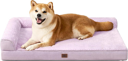 Orthopedic Dog Bed Medium Size, Memory Foam Dog Bed, Grey | Small Dog Sofa with Washable Removable Cover, Waterproof Pet Couch for Crate with Nonskid Bottom, 30x20x6