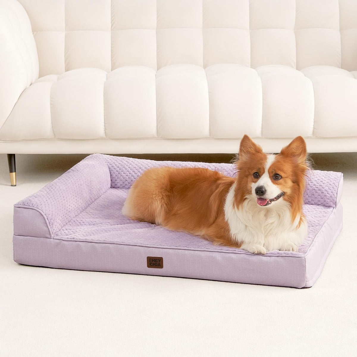 Orthopedic Dog Bed Medium Size, Memory Foam Dog Bed, Grey | Small Dog Sofa with Washable Removable Cover, Waterproof Pet Couch for Crate with Nonskid Bottom, 30x20x6