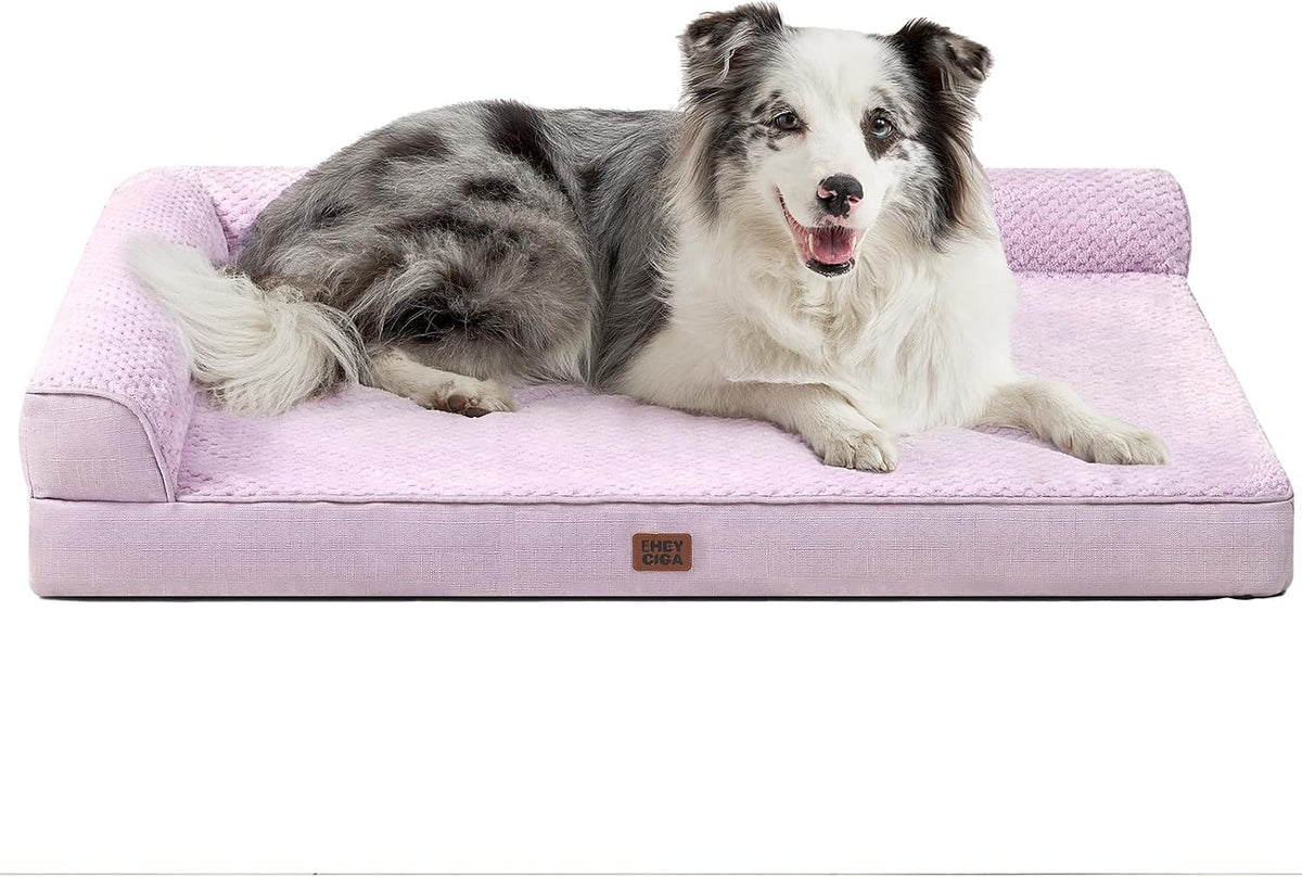 Orthopedic Dog Bed Medium Size, Memory Foam Dog Bed, Grey | Small Dog Sofa with Washable Removable Cover, Waterproof Pet Couch for Crate with Nonskid Bottom, 30x20x6