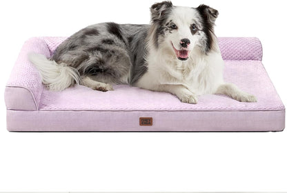 Orthopedic Dog Bed Medium Size, Memory Foam Dog Bed, Grey | Small Dog Sofa with Washable Removable Cover, Waterproof Pet Couch for Crate with Nonskid Bottom, 30x20x6