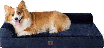 Orthopedic Dog Bed Medium Size, Memory Foam Dog Bed, Grey | Small Dog Sofa with Washable Removable Cover, Waterproof Pet Couch for Crate with Nonskid Bottom, 30x20x6