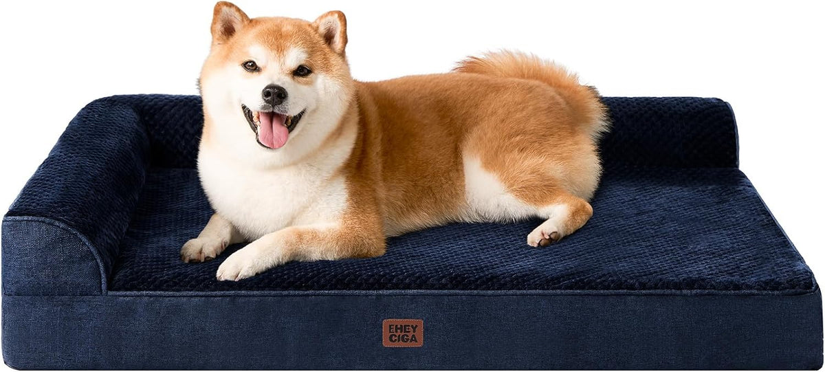 Orthopedic Dog Bed Medium Size, Memory Foam Dog Bed, Grey | Small Dog Sofa with Washable Removable Cover, Waterproof Pet Couch for Crate with Nonskid Bottom, 30x20x6