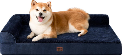 Orthopedic Dog Bed Medium Size, Memory Foam Dog Bed, Grey | Small Dog Sofa with Washable Removable Cover, Waterproof Pet Couch for Crate with Nonskid Bottom, 30x20x6