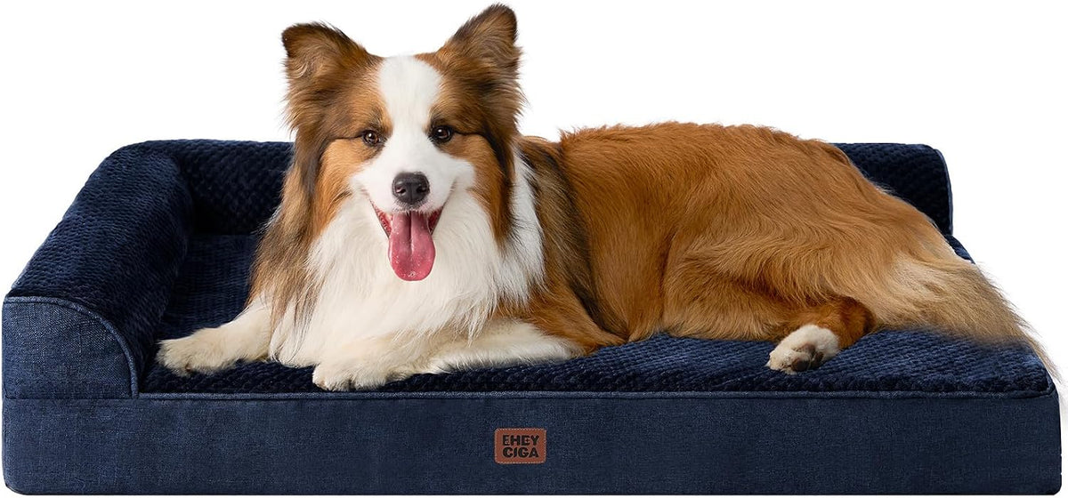Orthopedic Dog Bed Medium Size, Memory Foam Dog Bed, Grey | Small Dog Sofa with Washable Removable Cover, Waterproof Pet Couch for Crate with Nonskid Bottom, 30x20x6