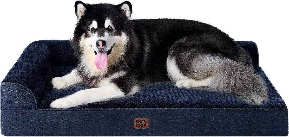 Orthopedic Dog Bed Medium Size, Memory Foam Dog Bed, Grey | Small Dog Sofa with Washable Removable Cover, Waterproof Pet Couch for Crate with Nonskid Bottom, 30x20x6