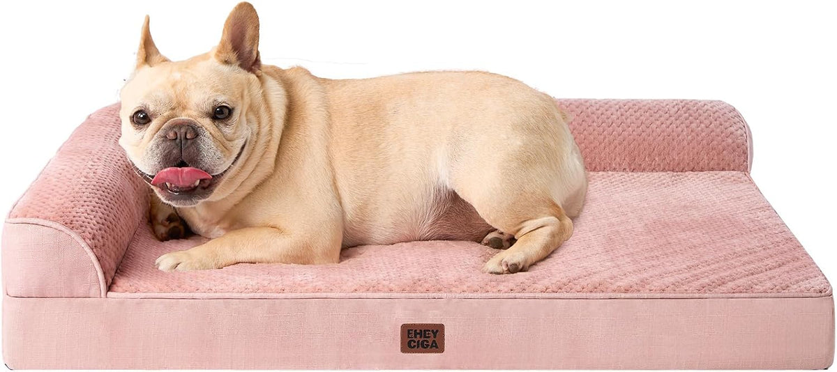 Orthopedic Dog Bed Medium Size, Memory Foam Dog Bed, Grey | Small Dog Sofa with Washable Removable Cover, Waterproof Pet Couch for Crate with Nonskid Bottom, 30x20x6