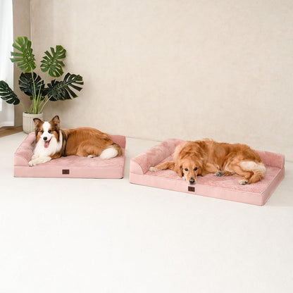 Orthopedic Dog Bed Medium Size, Memory Foam Dog Bed, Grey | Small Dog Sofa with Washable Removable Cover, Waterproof Pet Couch for Crate with Nonskid Bottom, 30x20x6