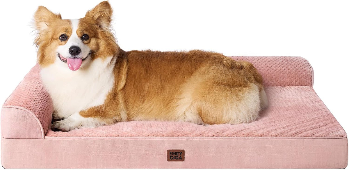Orthopedic Dog Bed Medium Size, Memory Foam Dog Bed, Grey | Small Dog Sofa with Washable Removable Cover, Waterproof Pet Couch for Crate with Nonskid Bottom, 30x20x6