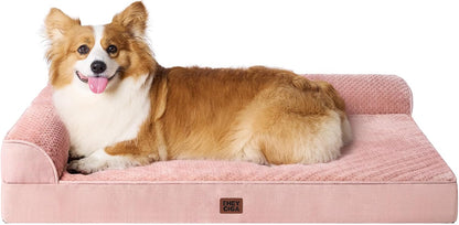 Orthopedic Dog Bed Medium Size, Memory Foam Dog Bed, Grey | Small Dog Sofa with Washable Removable Cover, Waterproof Pet Couch for Crate with Nonskid Bottom, 30x20x6