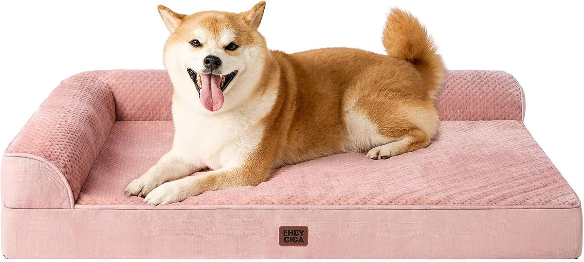 Orthopedic Dog Bed Medium Size, Memory Foam Dog Bed, Grey | Small Dog Sofa with Washable Removable Cover, Waterproof Pet Couch for Crate with Nonskid Bottom, 30x20x6