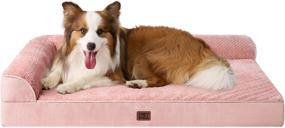 Orthopedic Dog Bed Medium Size, Memory Foam Dog Bed, Grey | Small Dog Sofa with Washable Removable Cover, Waterproof Pet Couch for Crate with Nonskid Bottom, 30x20x6