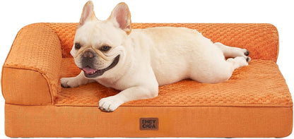 Orthopedic Dog Bed Medium Size, Memory Foam Dog Bed, Grey | Small Dog Sofa with Washable Removable Cover, Waterproof Pet Couch for Crate with Nonskid Bottom, 30x20x6