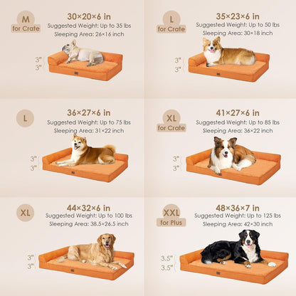 Orthopedic Dog Bed Medium Size, Memory Foam Dog Bed, Grey | Small Dog Sofa with Washable Removable Cover, Waterproof Pet Couch for Crate with Nonskid Bottom, 30x20x6