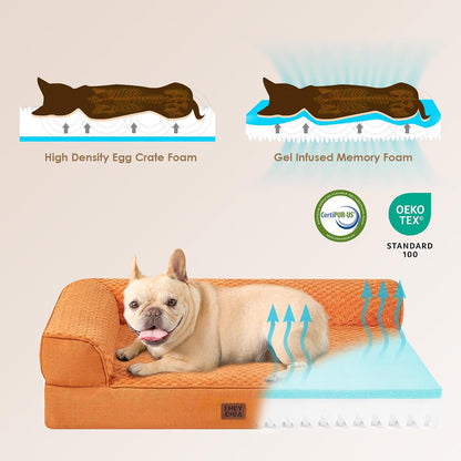 Orthopedic Dog Bed Medium Size, Memory Foam Dog Bed, Grey | Small Dog Sofa with Washable Removable Cover, Waterproof Pet Couch for Crate with Nonskid Bottom, 30x20x6