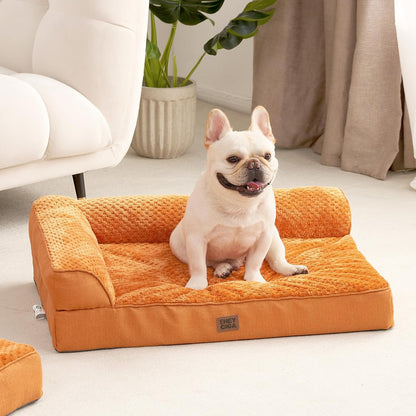 Orthopedic Dog Bed Medium Size, Memory Foam Dog Bed, Grey | Small Dog Sofa with Washable Removable Cover, Waterproof Pet Couch for Crate with Nonskid Bottom, 30x20x6