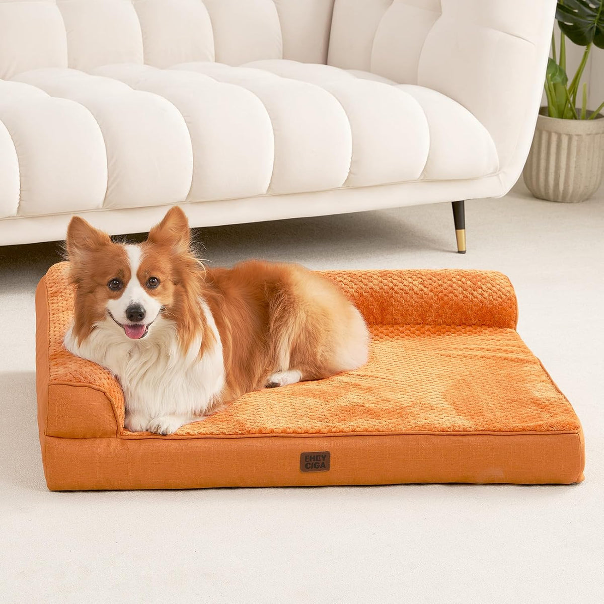 Orthopedic Dog Bed Medium Size, Memory Foam Dog Bed, Grey | Small Dog Sofa with Washable Removable Cover, Waterproof Pet Couch for Crate with Nonskid Bottom, 30x20x6