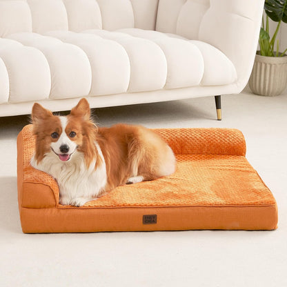 Orthopedic Dog Bed Medium Size, Memory Foam Dog Bed, Grey | Small Dog Sofa with Washable Removable Cover, Waterproof Pet Couch for Crate with Nonskid Bottom, 30x20x6