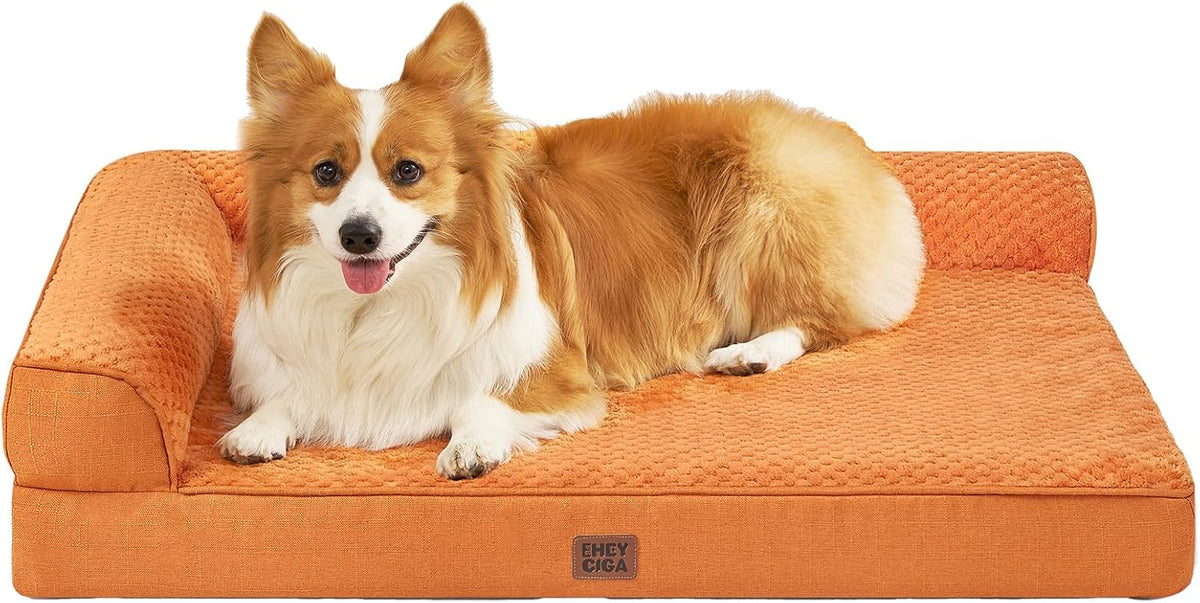 Orthopedic Dog Bed Medium Size, Memory Foam Dog Bed, Grey | Small Dog Sofa with Washable Removable Cover, Waterproof Pet Couch for Crate with Nonskid Bottom, 30x20x6