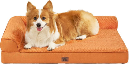 Orthopedic Dog Bed Medium Size, Memory Foam Dog Bed, Grey | Small Dog Sofa with Washable Removable Cover, Waterproof Pet Couch for Crate with Nonskid Bottom, 30x20x6