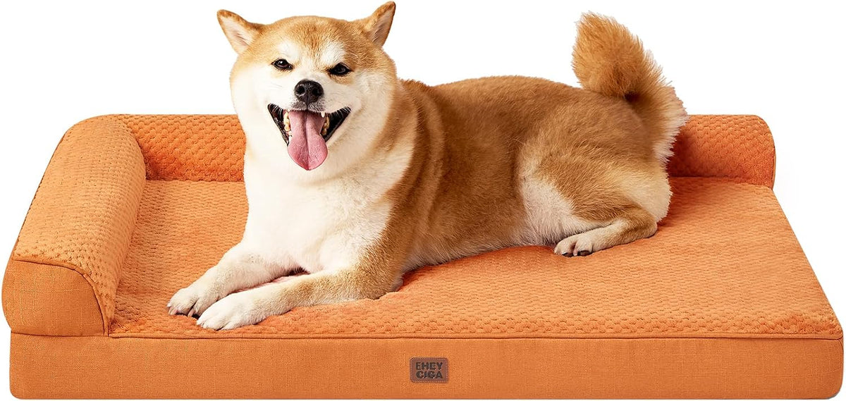 Orthopedic Dog Bed Medium Size, Memory Foam Dog Bed, Grey | Small Dog Sofa with Washable Removable Cover, Waterproof Pet Couch for Crate with Nonskid Bottom, 30x20x6