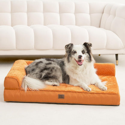 Orthopedic Dog Bed Medium Size, Memory Foam Dog Bed, Grey | Small Dog Sofa with Washable Removable Cover, Waterproof Pet Couch for Crate with Nonskid Bottom, 30x20x6