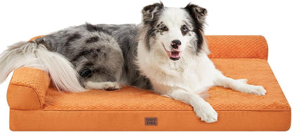 Orthopedic Dog Bed Medium Size, Memory Foam Dog Bed, Grey | Small Dog Sofa with Washable Removable Cover, Waterproof Pet Couch for Crate with Nonskid Bottom, 30x20x6