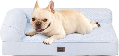 Orthopedic Dog Bed Medium Size, Memory Foam Dog Bed, Grey | Small Dog Sofa with Washable Removable Cover, Waterproof Pet Couch for Crate with Nonskid Bottom, 30x20x6