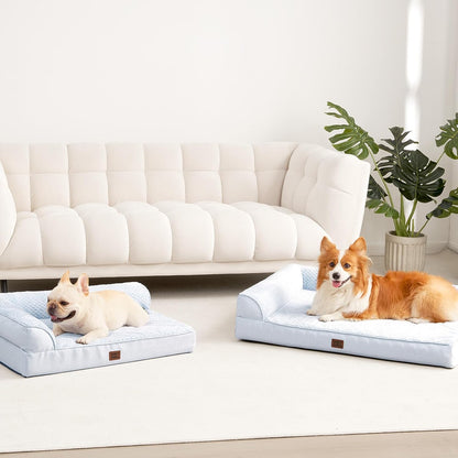 Orthopedic Dog Bed Medium Size, Memory Foam Dog Bed, Grey | Small Dog Sofa with Washable Removable Cover, Waterproof Pet Couch for Crate with Nonskid Bottom, 30x20x6