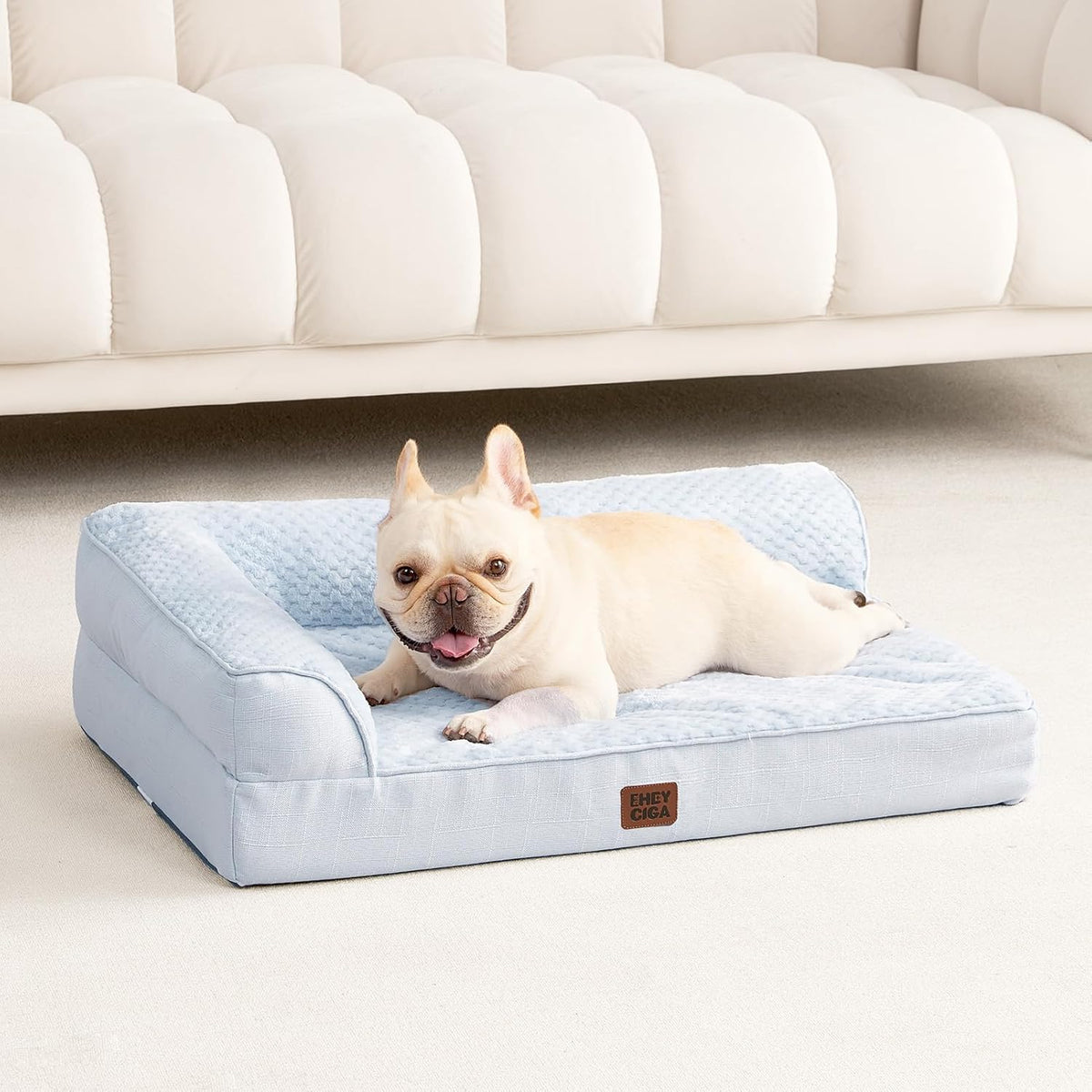 Orthopedic Dog Bed Medium Size, Memory Foam Dog Bed, Grey | Small Dog Sofa with Washable Removable Cover, Waterproof Pet Couch for Crate with Nonskid Bottom, 30x20x6