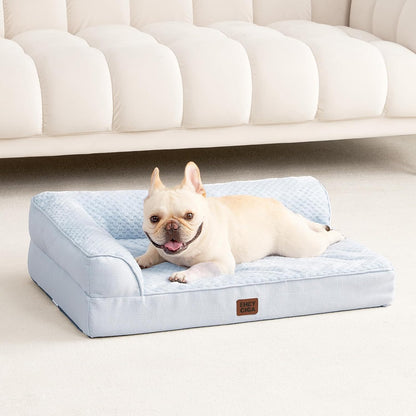 Orthopedic Dog Bed Medium Size, Memory Foam Dog Bed, Grey | Small Dog Sofa with Washable Removable Cover, Waterproof Pet Couch for Crate with Nonskid Bottom, 30x20x6