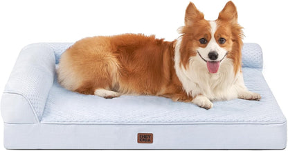 Orthopedic Dog Bed Medium Size, Memory Foam Dog Bed, Grey | Small Dog Sofa with Washable Removable Cover, Waterproof Pet Couch for Crate with Nonskid Bottom, 30x20x6