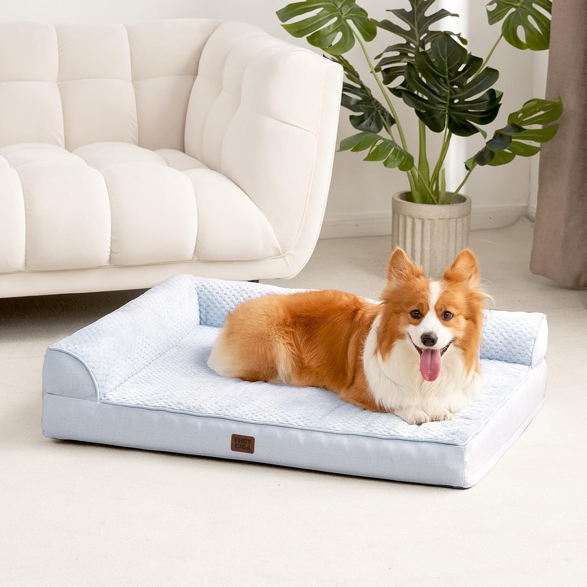 Orthopedic Dog Bed Medium Size, Memory Foam Dog Bed, Grey | Small Dog Sofa with Washable Removable Cover, Waterproof Pet Couch for Crate with Nonskid Bottom, 30x20x6
