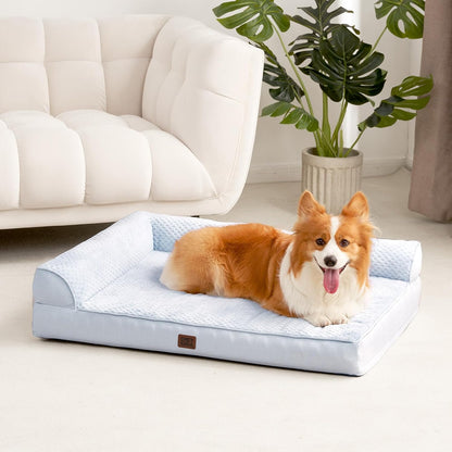 Orthopedic Dog Bed Medium Size, Memory Foam Dog Bed, Grey | Small Dog Sofa with Washable Removable Cover, Waterproof Pet Couch for Crate with Nonskid Bottom, 30x20x6