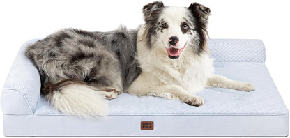 Orthopedic Dog Bed Medium Size, Memory Foam Dog Bed, Grey | Small Dog Sofa with Washable Removable Cover, Waterproof Pet Couch for Crate with Nonskid Bottom, 30x20x6