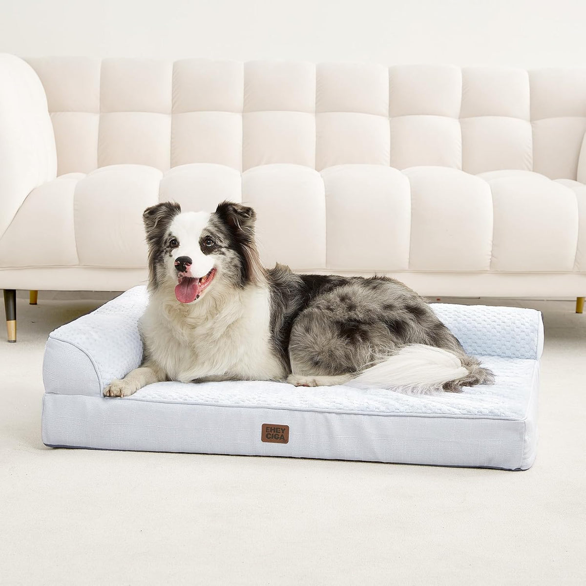 Orthopedic Dog Bed Medium Size, Memory Foam Dog Bed, Grey | Small Dog Sofa with Washable Removable Cover, Waterproof Pet Couch for Crate with Nonskid Bottom, 30x20x6