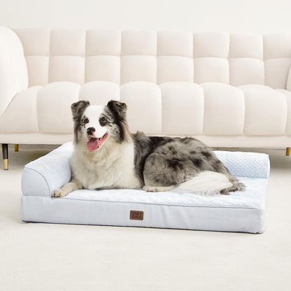 Orthopedic Dog Bed Medium Size, Memory Foam Dog Bed, Grey | Small Dog Sofa with Washable Removable Cover, Waterproof Pet Couch for Crate with Nonskid Bottom, 30x20x6