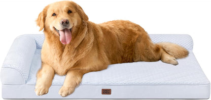 Orthopedic Dog Bed Medium Size, Memory Foam Dog Bed, Grey | Small Dog Sofa with Washable Removable Cover, Waterproof Pet Couch for Crate with Nonskid Bottom, 30x20x6